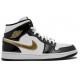 Jordan 1 Mid Patent Black White Gold 852542007