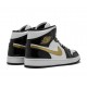 Jordan 1 Mid Patent Black White Gold 852542007