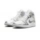 Nike Air Jordan 1 Mid Womens Metallic Silver FN5031-100 Shoes